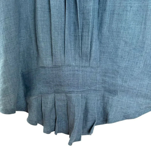 Vintage 80s Louis Simon for La Libellule Blue Linen Button Front Tunic Top - Picture 7 of 8